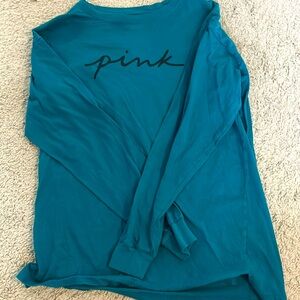 Victoria Secret Pink Teal Womens Long Sleeve Top Size XS